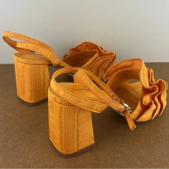NEW LARROUDE ORANGE RUFFLE SANDALS - Picture 5 of 14